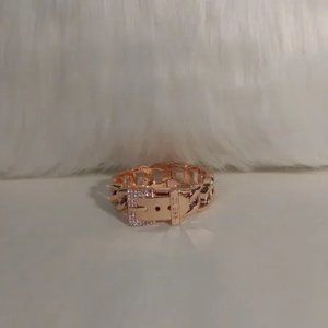 Guess Rose Gold Pave Crystal Belt Buckle Bracelet